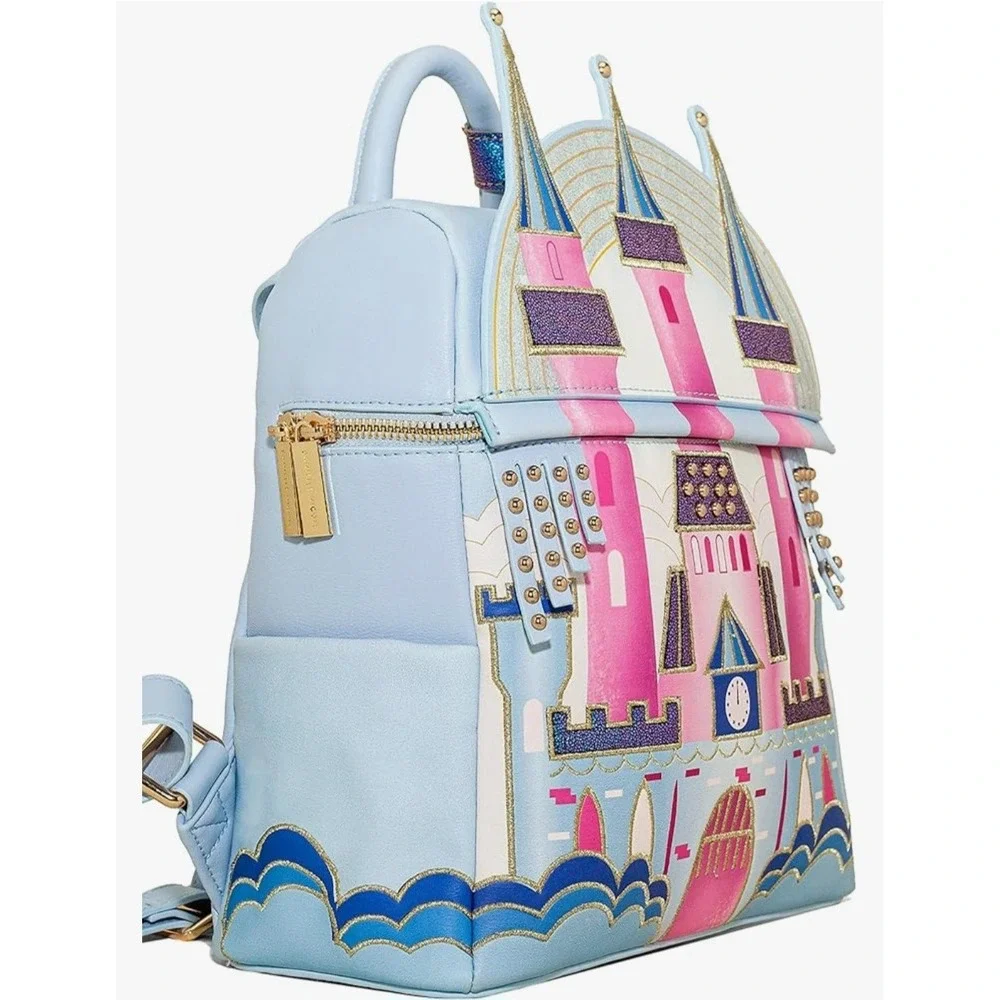 Disney Danielle Nicole Cinderella Castle Mini Backpack Blue Pink NCDB0160 NEW - Picture 2 of 8
